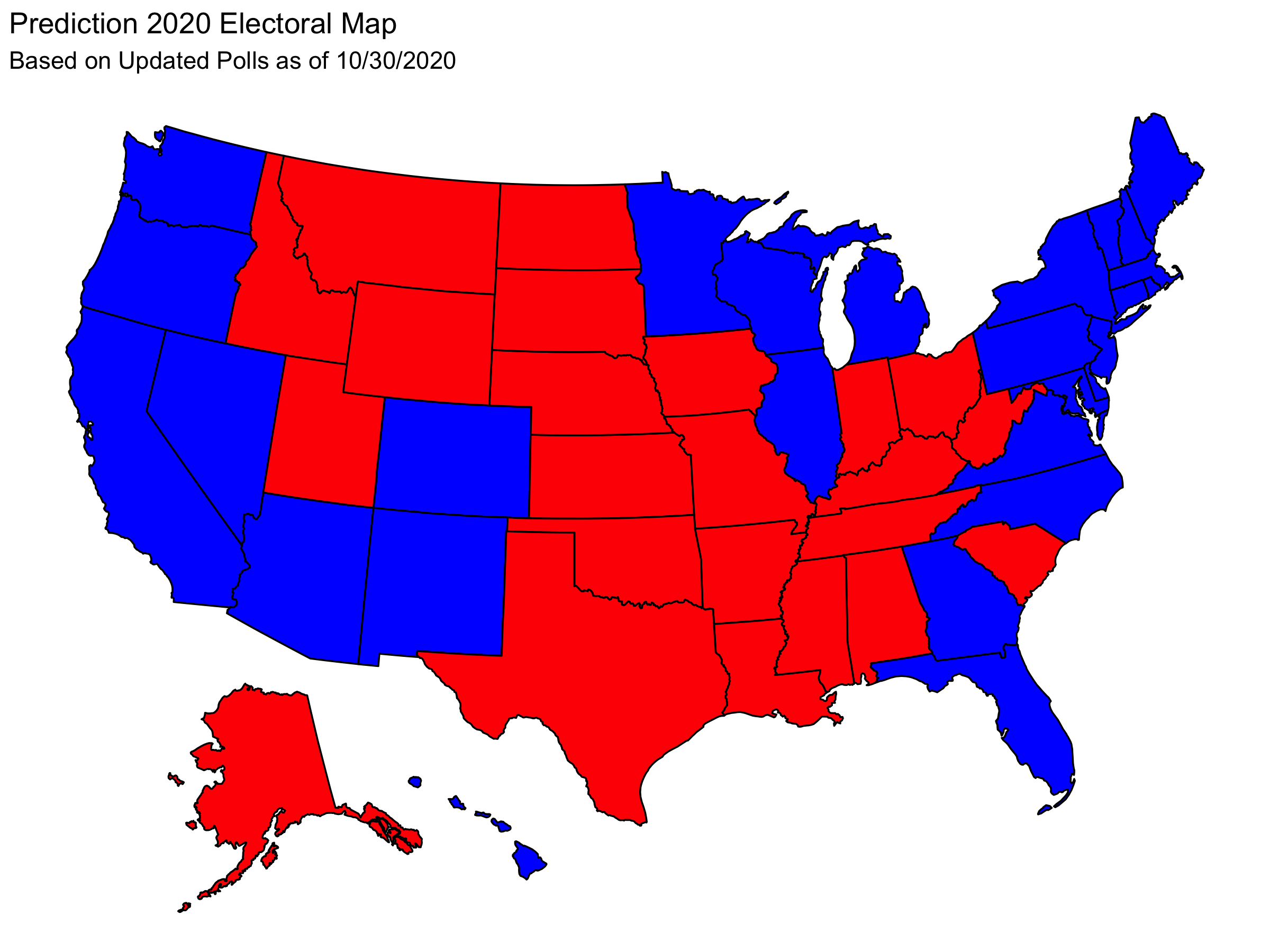 electoral map from state popular vote predictions